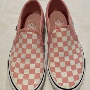 Vans Slip-On Checkerboard Sneakers - Pink & White